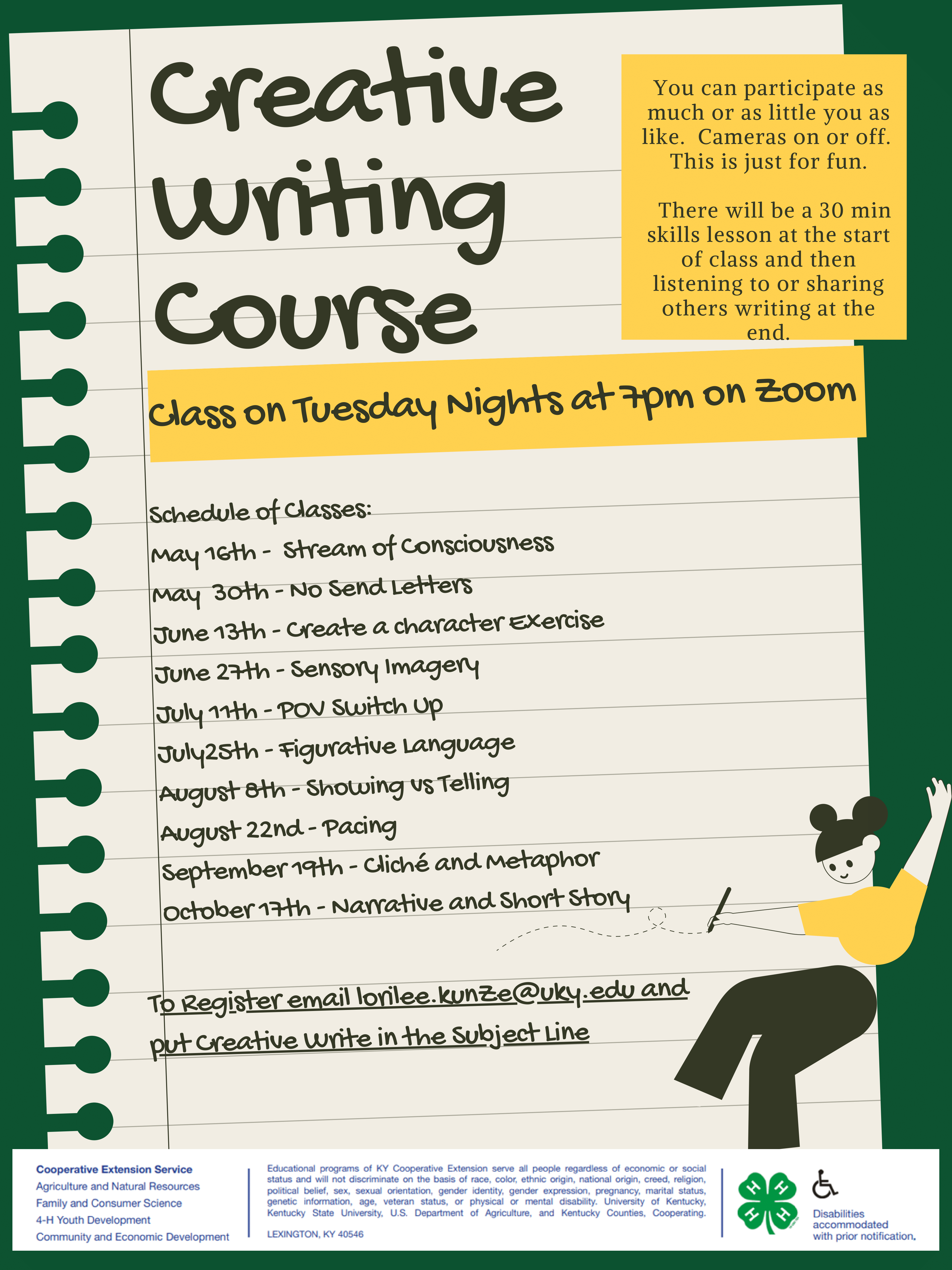 Creative Writing Course Schedule 